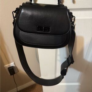 BCBG Black Leather Shoulder Bag